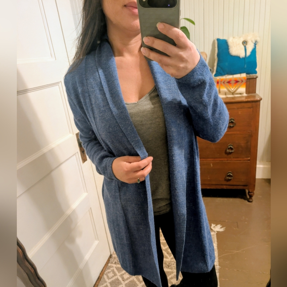 Hudson Alpaca Soft Long Cardigan Sweater Baby Alpaca Wool🦙 Blue Large